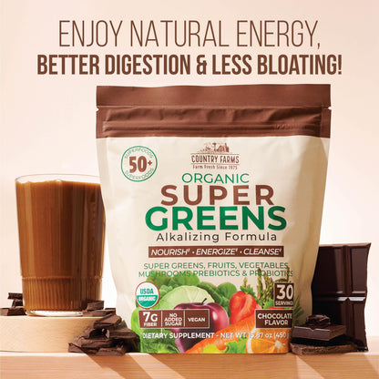 Country Farms daily greens drink mix chocolate flavor scoop representation