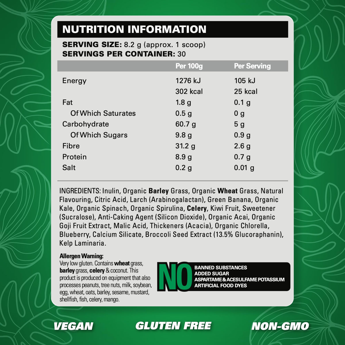 EHP Labs OxyGreens Pineapple flavor supplement tub showing 30 servings details