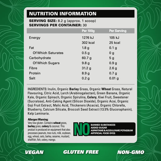 EHP Labs OxyGreens Pineapple flavor supplement tub showing 30 servings details