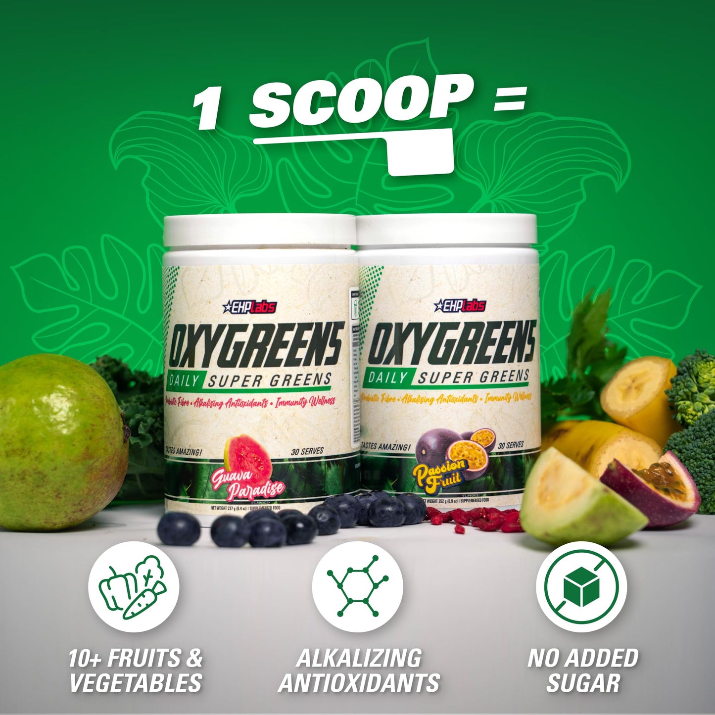 USA imported green powder supplement scoop with prebiotic fiber benefits