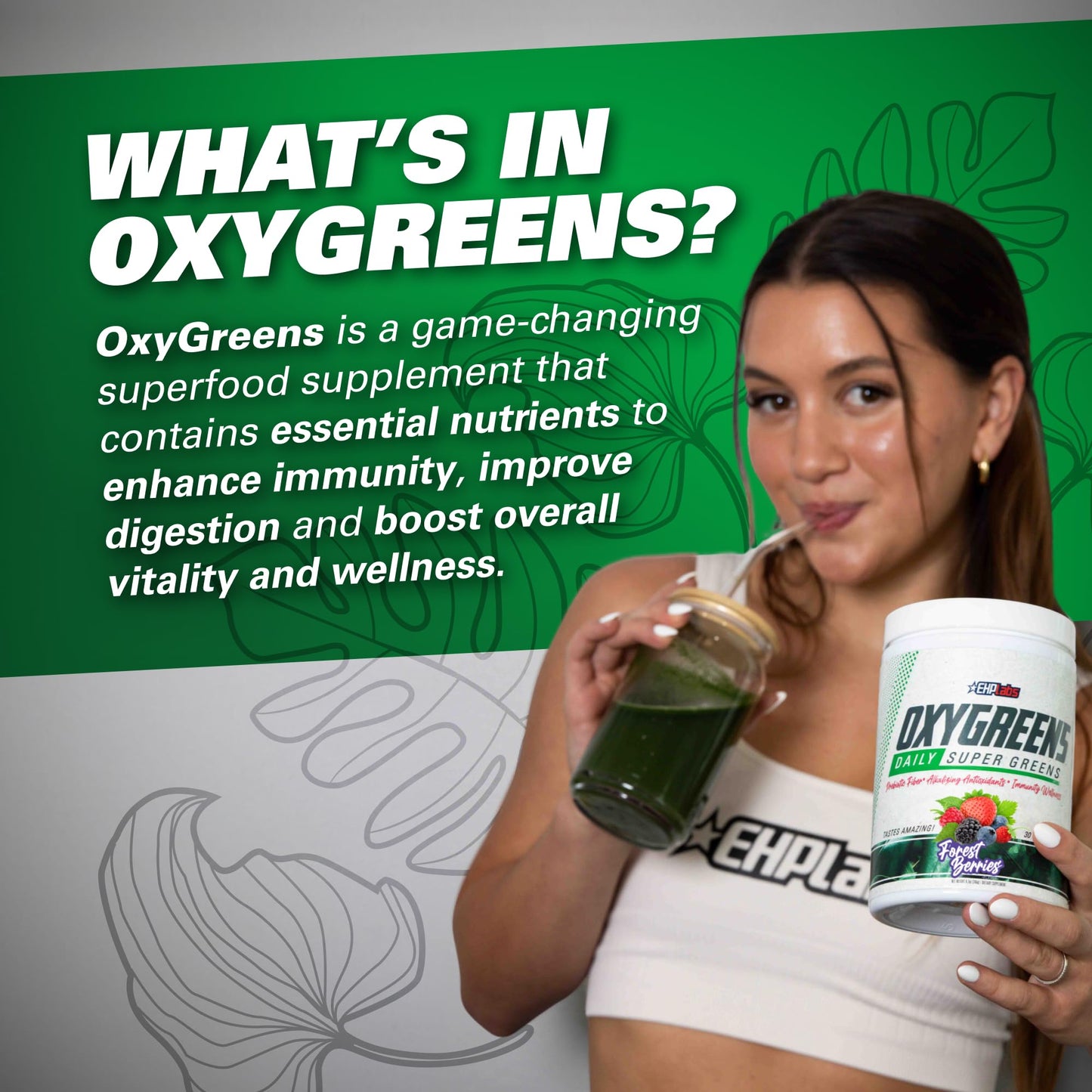 Authentic daily super greens mix bottle lifestyle display for health enthusiasts