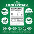 Zazzee premium organic spirulina powder nutrient dense green superfood supplement