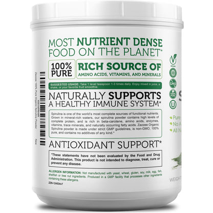 Premium imported Zazzee spirulina One Kilogram jar for immune support