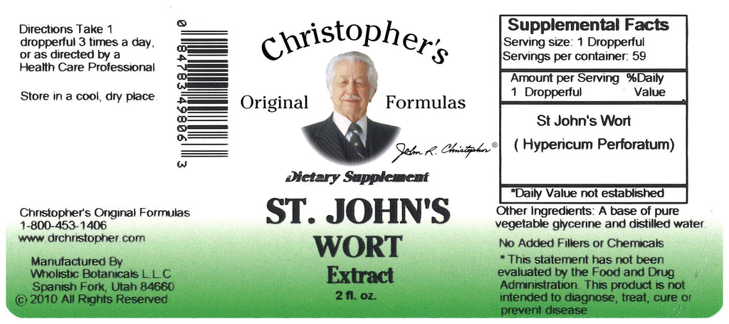 Christopher's St. John's Wort liquid extract dropper bottle packaging