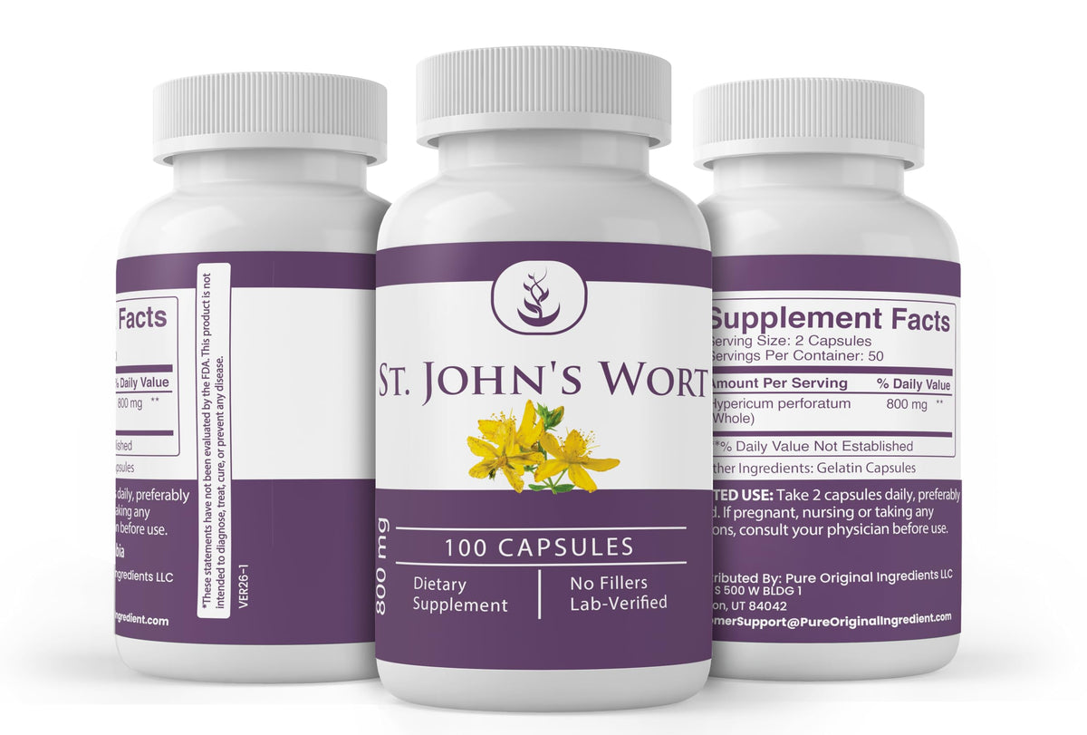 Authentic USA imported Hypericum perforatum herbal capsules for stress management