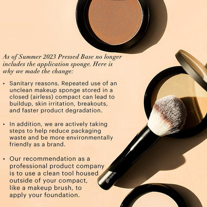Back of Glo Skin Beauty Pressed Base compact showing product details