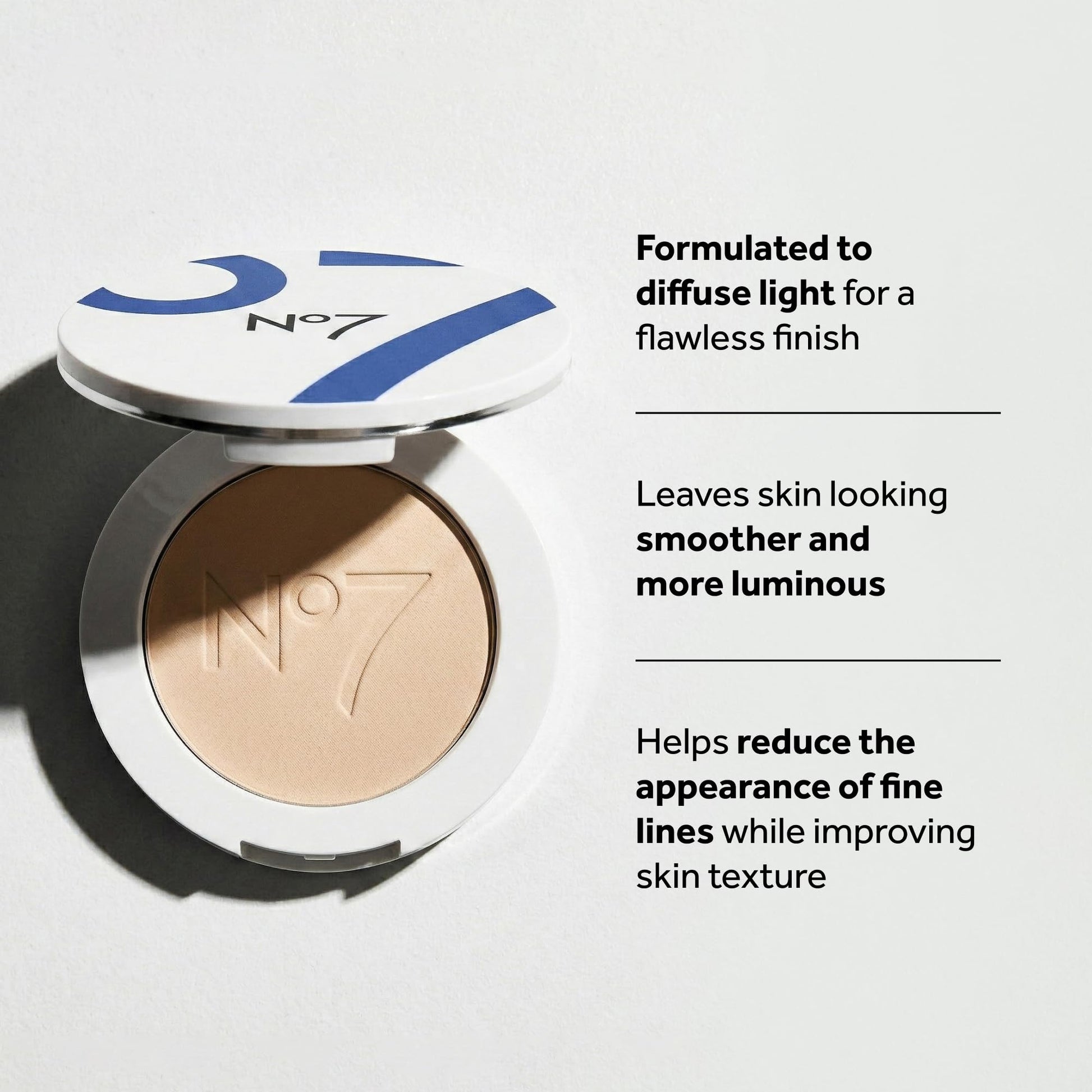 Back side of No7 Lift and Luminate powder packaging
