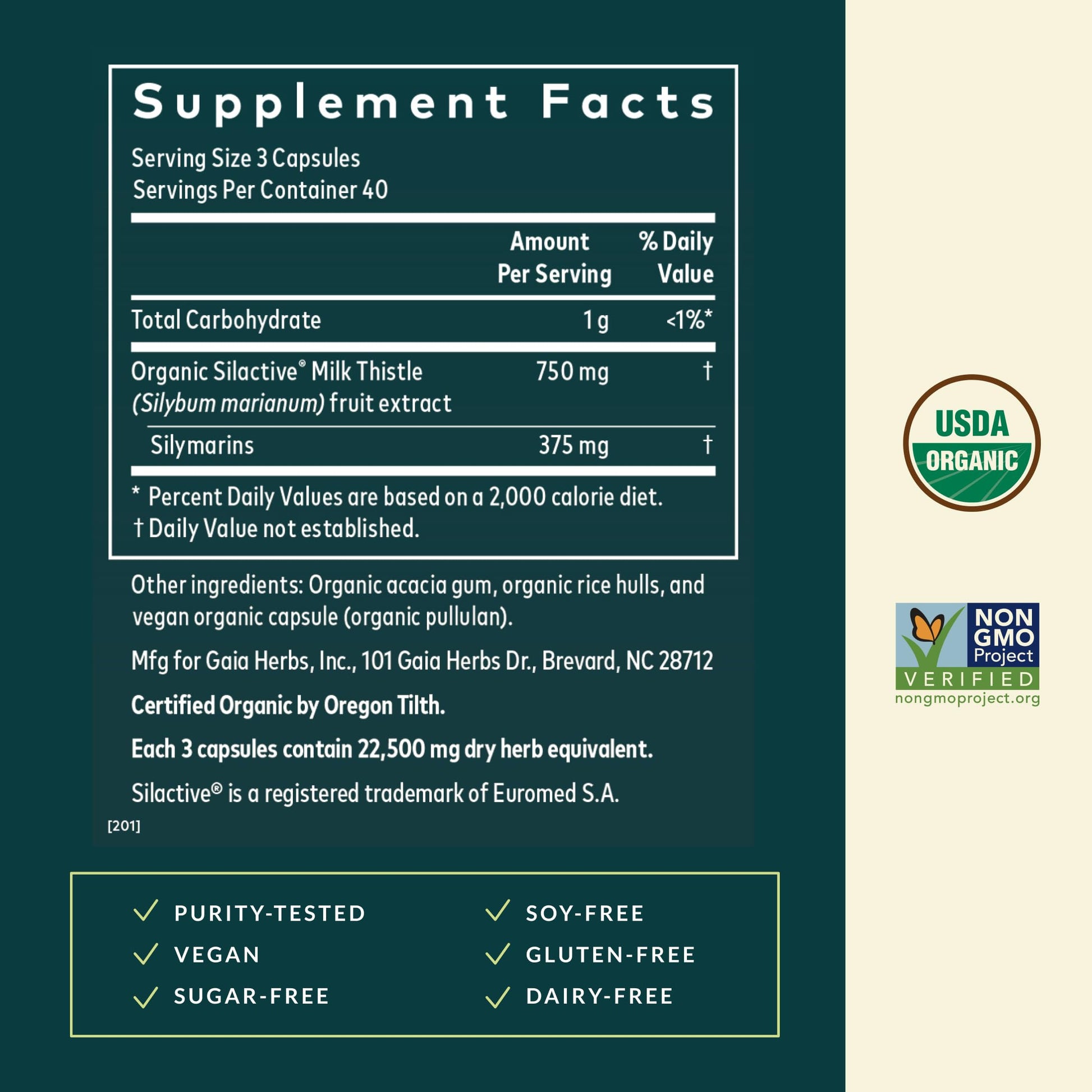 Side view of organic liver health cleanse support capsules by Gaia Herbs