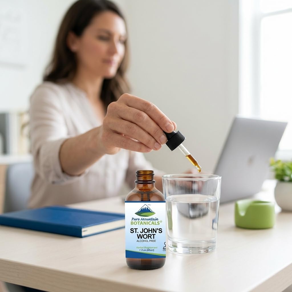 Authentic USA-imported liquid herbal supplement bottle showcased on a clean wellness display counter.