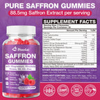Youlikee Diaolai Saffron 120 Gummies supplement facts label displaying magnesium and rhodiola ingredients.