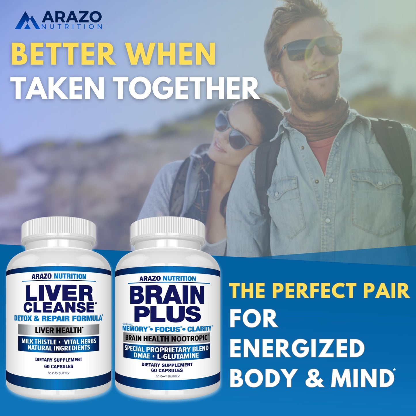 Arazo Nutrition silymarin and artichoke extract dietary supplement container showing international manufacturing details.