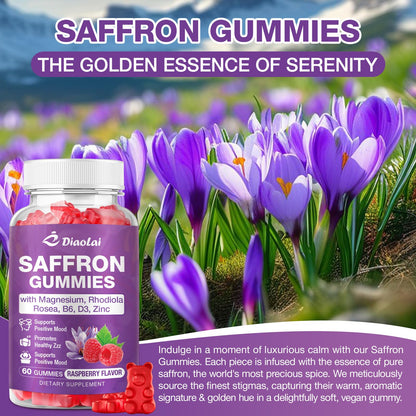 Youlikee Diaolai mood and focus supplement gummies showcasing natural raspberry flavor attributes.