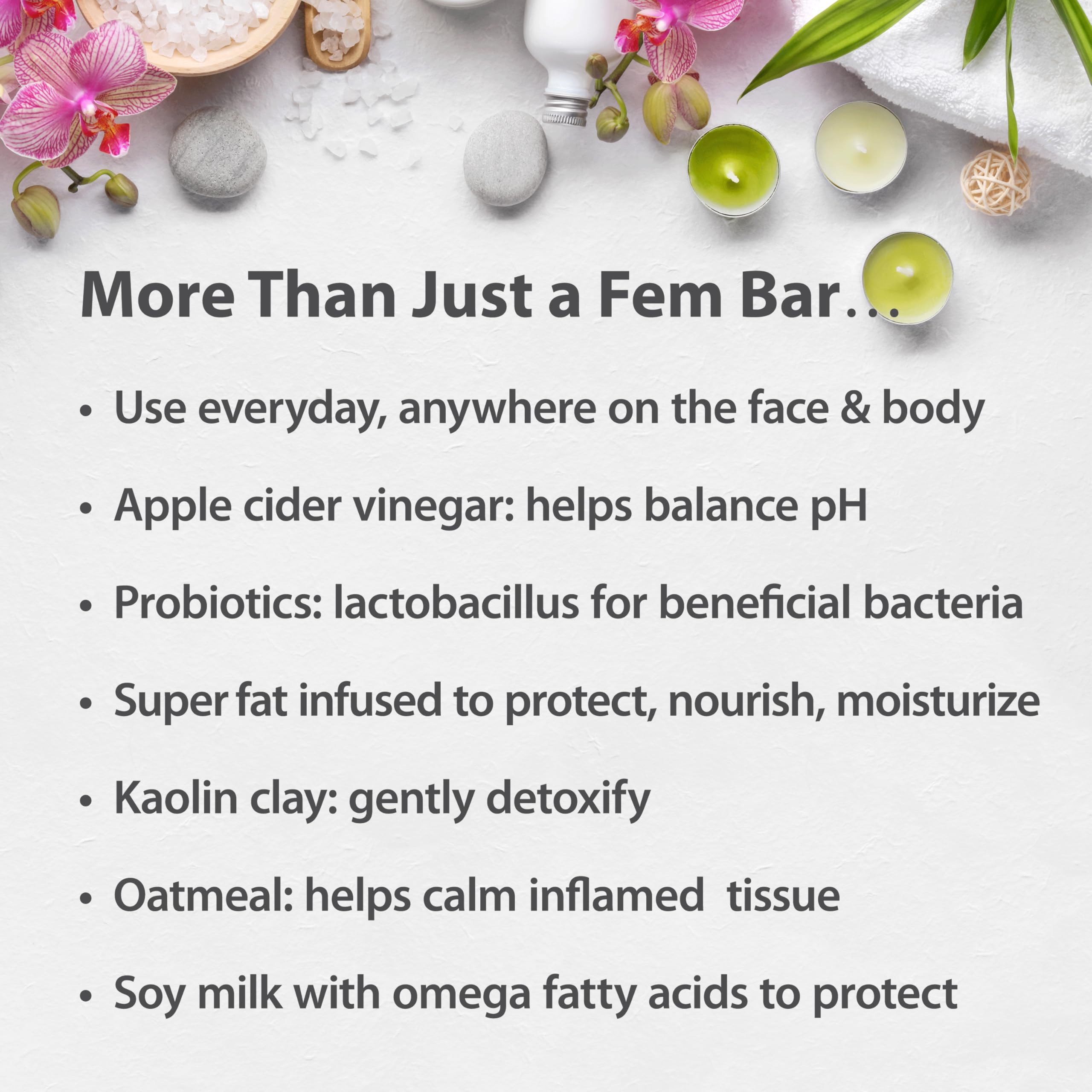 One With Nature pH balancing feminine soap bar with probiotics and apple cider vinegar