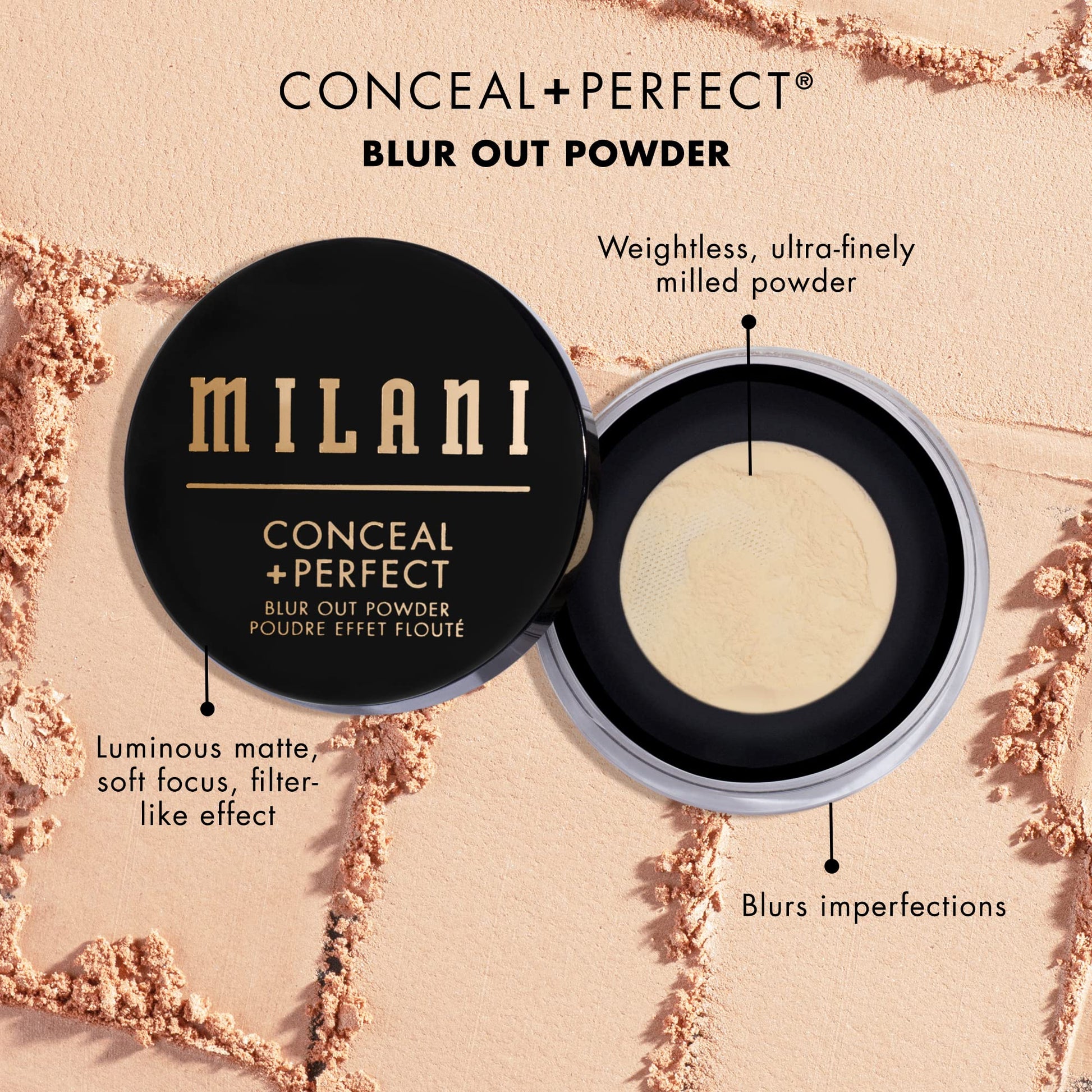 Top view of Milani blur out setting powder