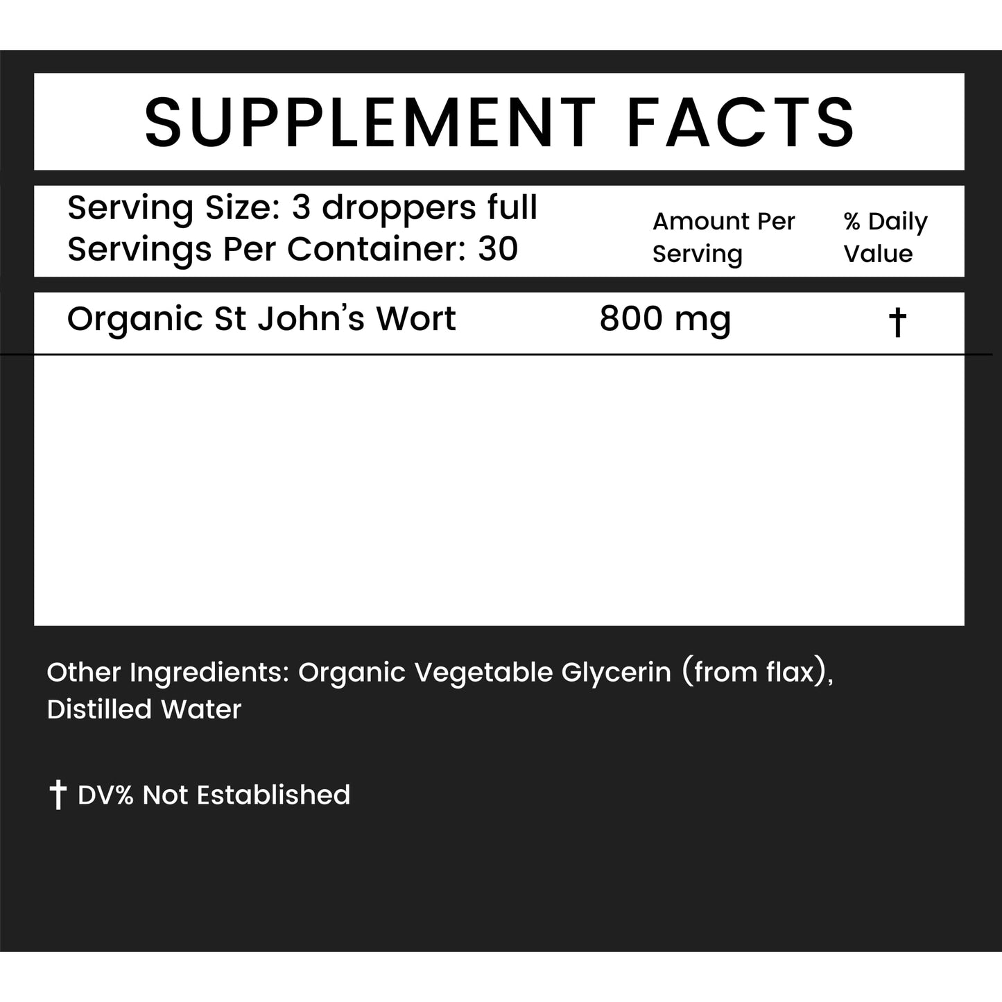 Khroma Herbal Products Hypericum Perforatum nutritional facts label layout