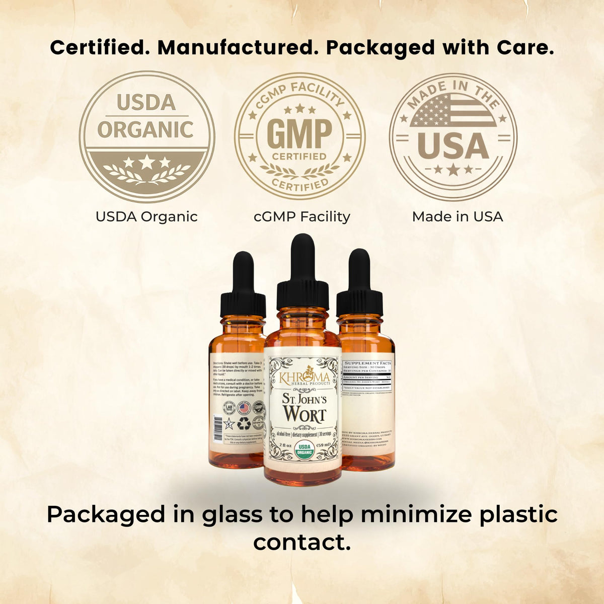 Khroma Herbal Products alcohol free liquid herbal supplement ingredient list view
