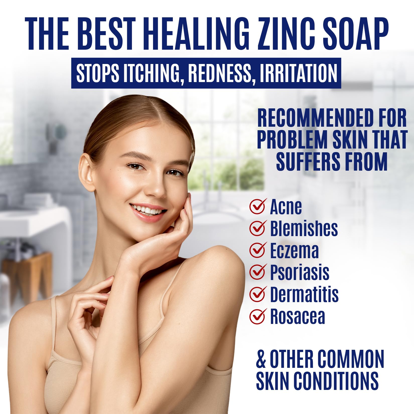 Side view of the 2% ZnP bar soap cleanser highlighting its premium USA-manufactured quality.