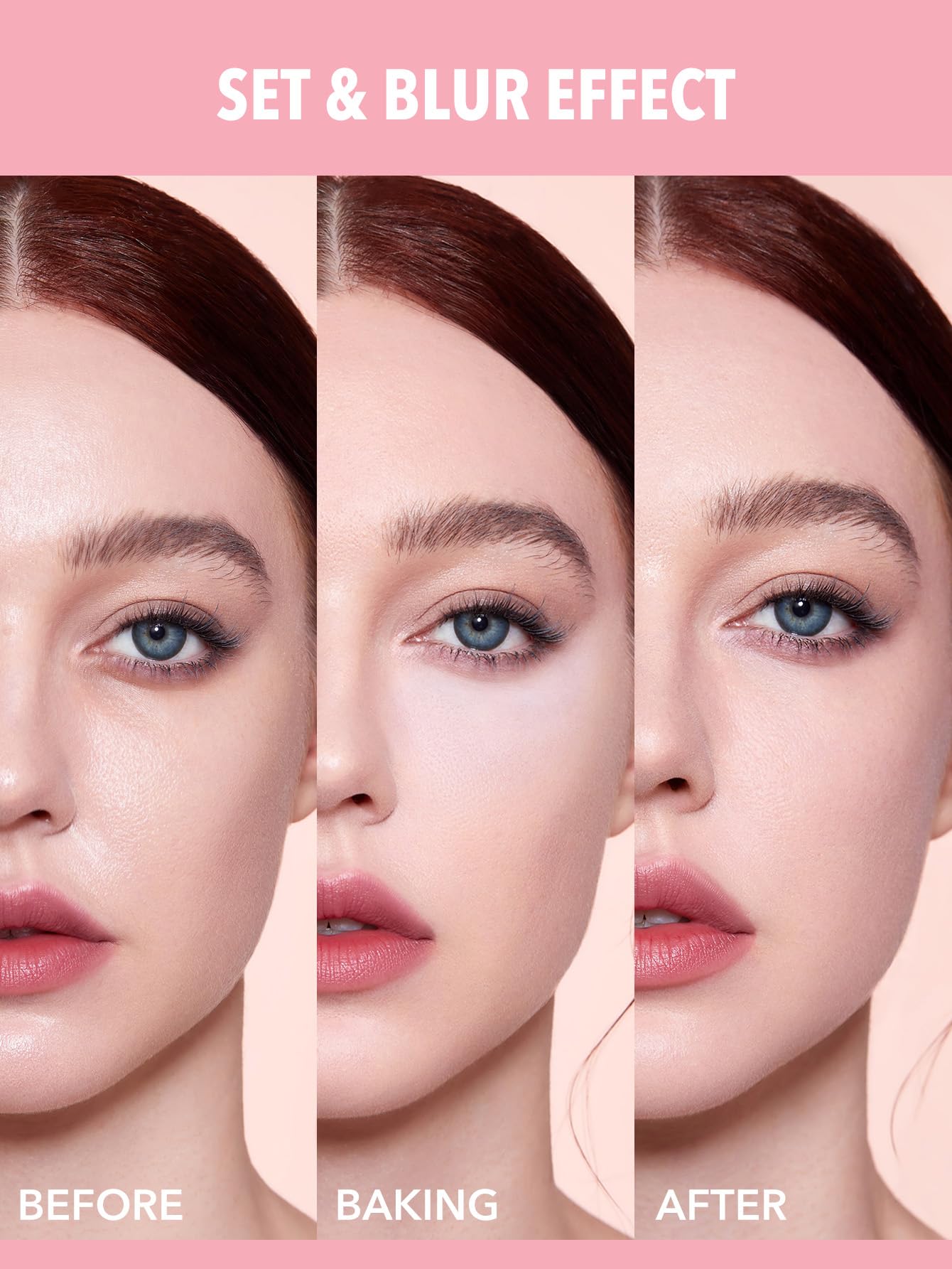 SHEGLAM loose under eye setting powder lower compartment showing the fine pink makeup powder texture