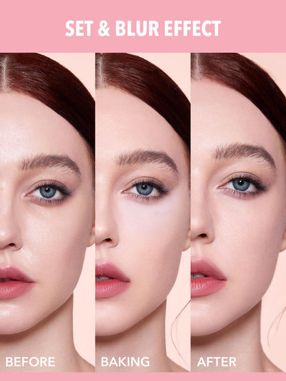SHEGLAM loose under eye setting powder lower compartment showing the fine pink makeup powder texture