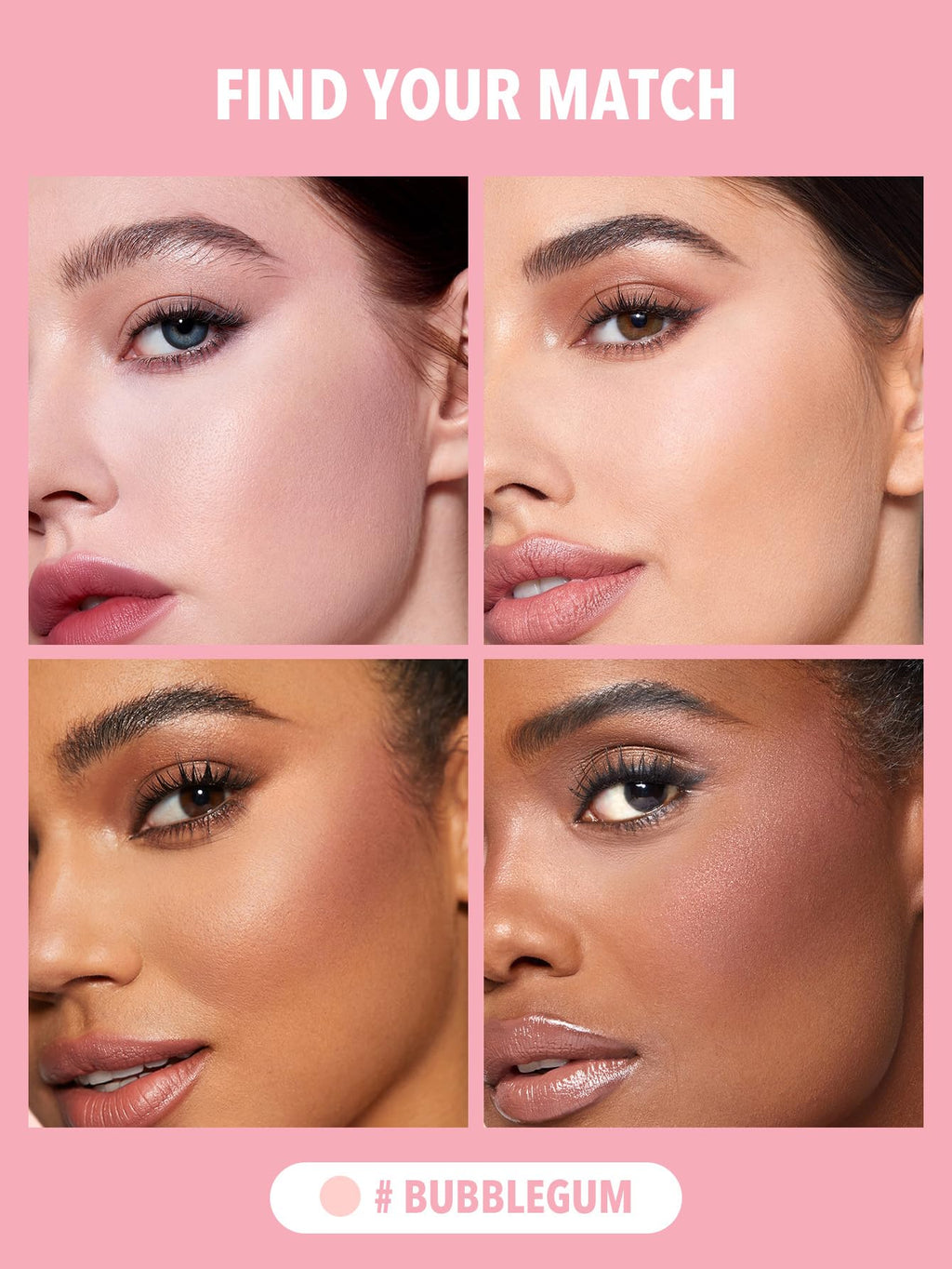 Close-up view of the pink Bubblegum shade powder texture