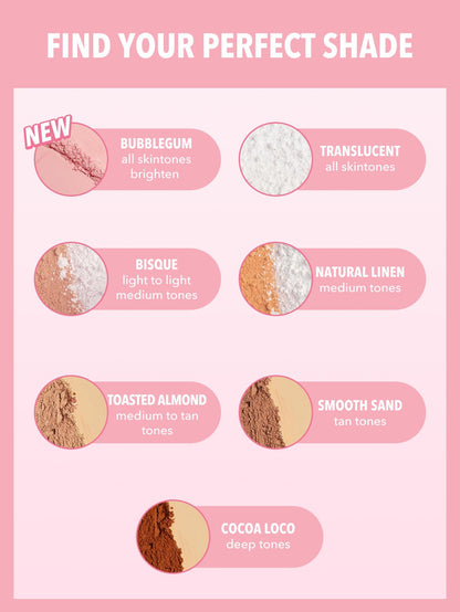 SHEGLAM waterproof lightweight face setting powder packaging back view showing product details