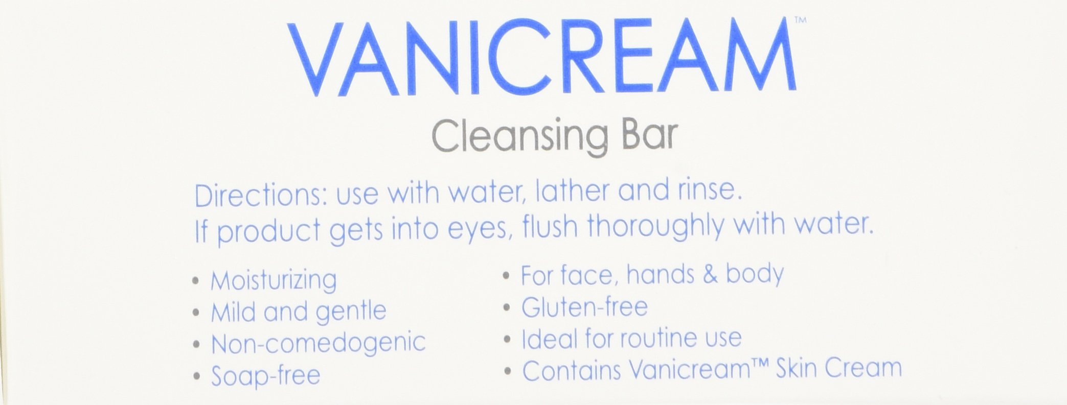 Vanicream fragrance free soap bar packaging details