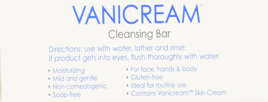Vanicream fragrance free soap bar packaging details