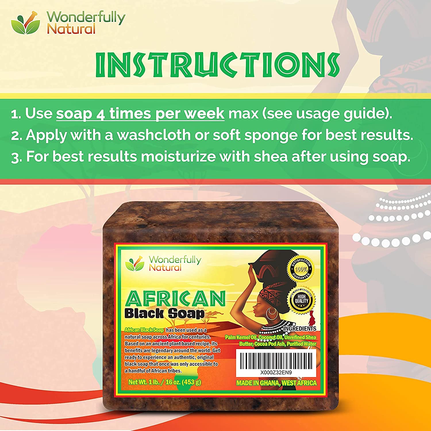 Handcrafted African black soap with shea butter for fading dark spots