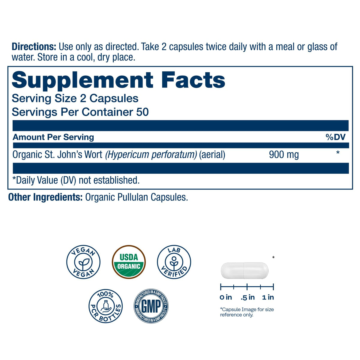 Solaray St Johns Wort herbal supplement label details