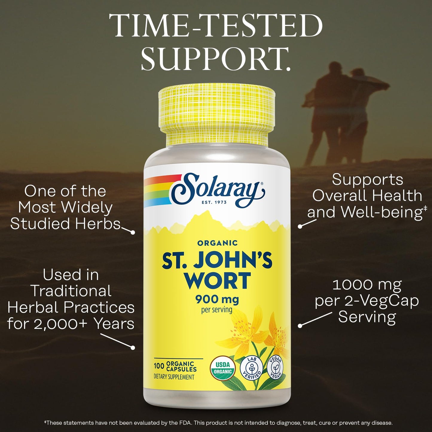 Solaray organic 100 vegan capsules bottle side profile