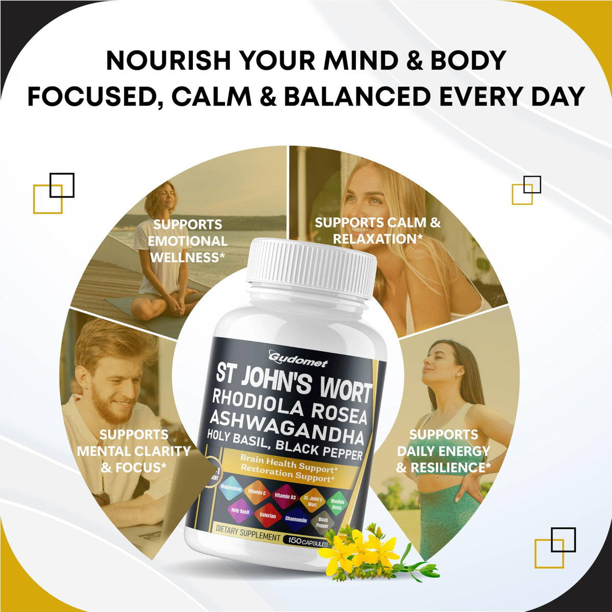 Authentic USA imported GUDOMET adaptogen capsules for emotional restoration support