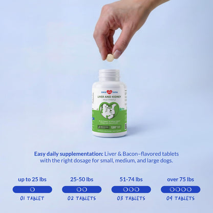 Premium dog liver health chewable tablets manufactured in USA facilities by Coco and Luna.