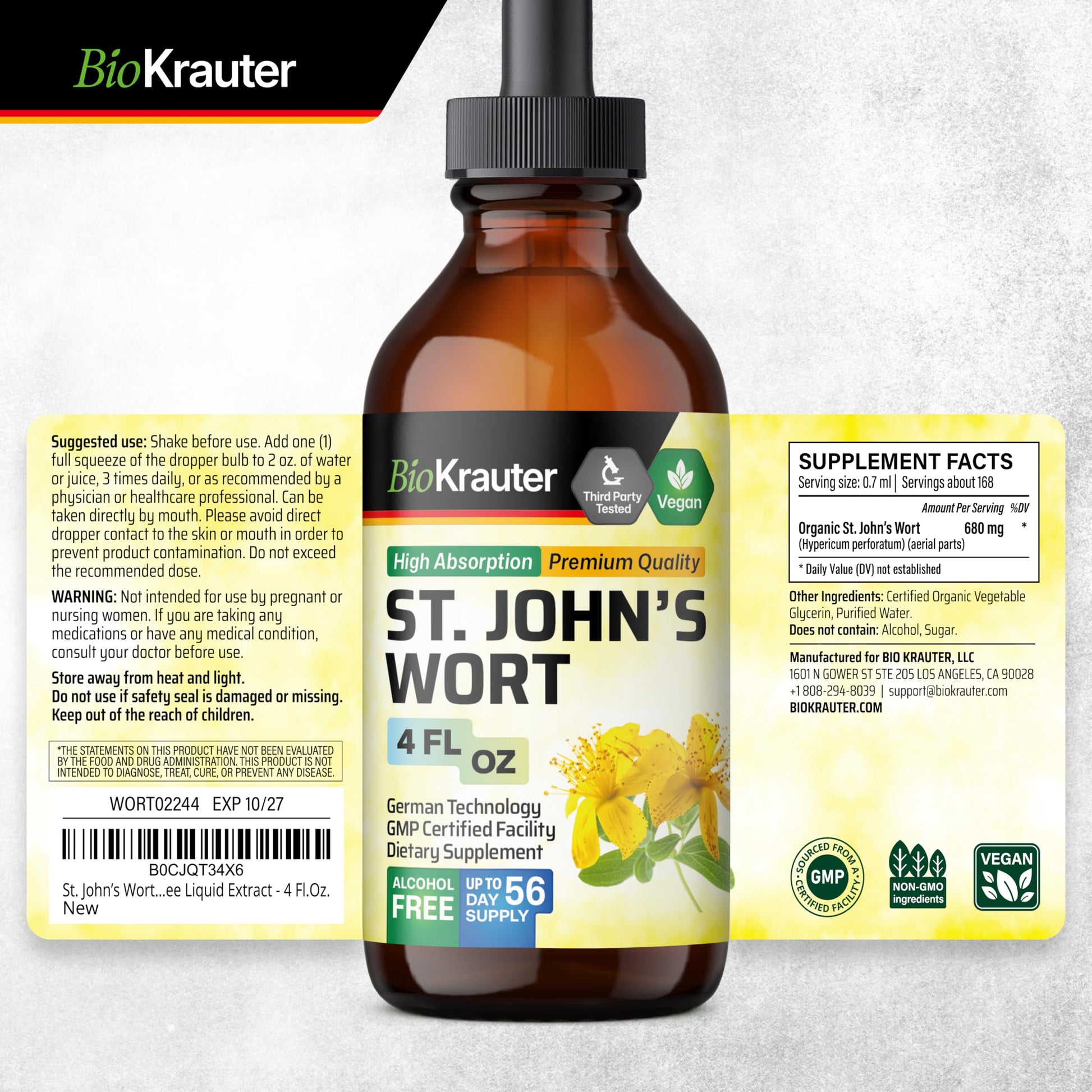 Bio Krauter plant based natural relaxation formula bottle display on plain background