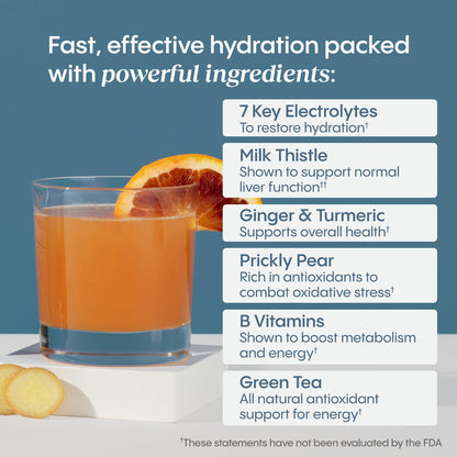 Individual stick packets of Hydralyte Plus hydration powder showing easy pour design