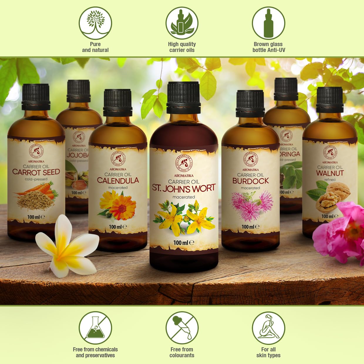 Holistic beauty care routine setup featuring pure natural St Johns Wort oil.