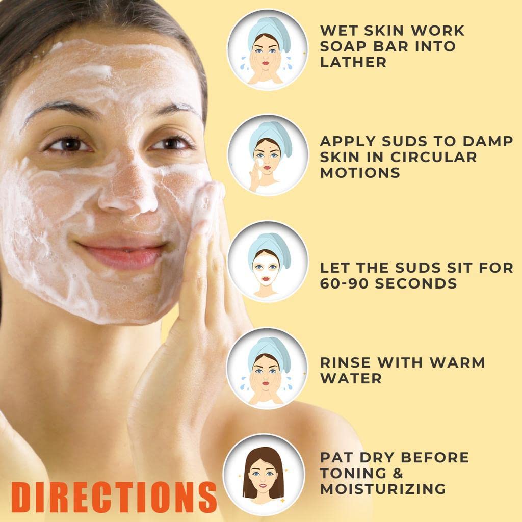 Natrulo sulfur soap bar being used to lather skin for deep cleansing