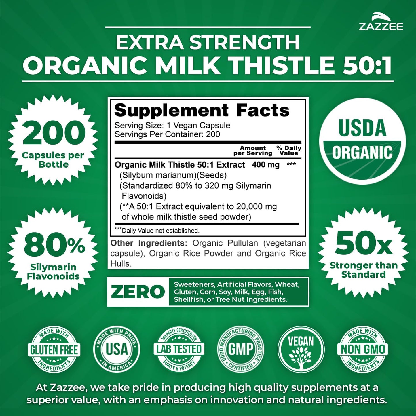 Zazzee liver support extract 20000 mg strength capsules details