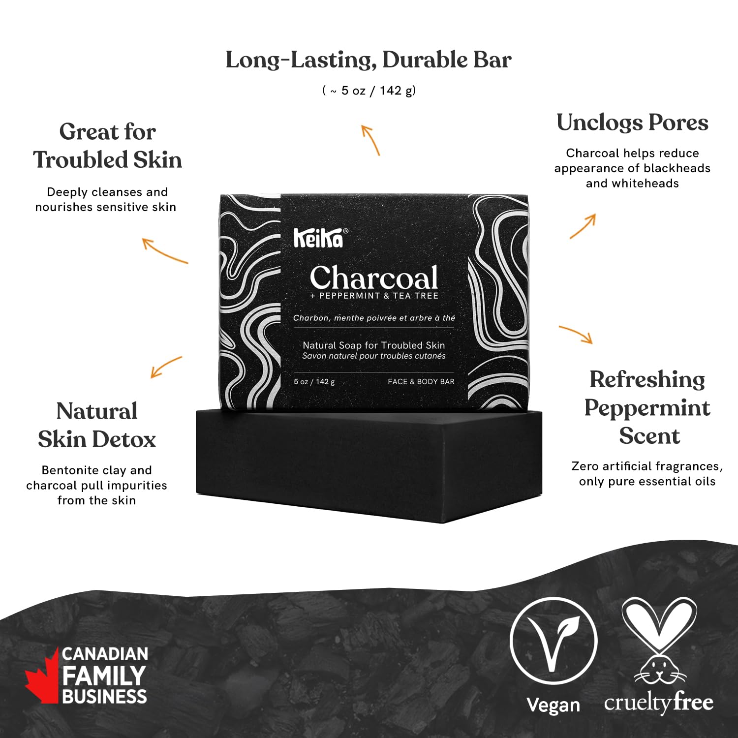 Handmade charcoal facial cleanser bar for oily skin