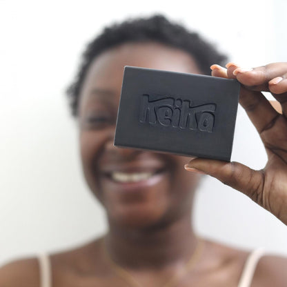Keika charcoal body wash soap bar back label instructions
