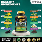 Tenmido St Johns Wort advanced herbal capsules highlighting Ashwagandha and Ginkgo Biloba