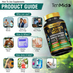 Tenmido St Johns Wort 8 in 1 complex showing natural ingredients list and capsule count