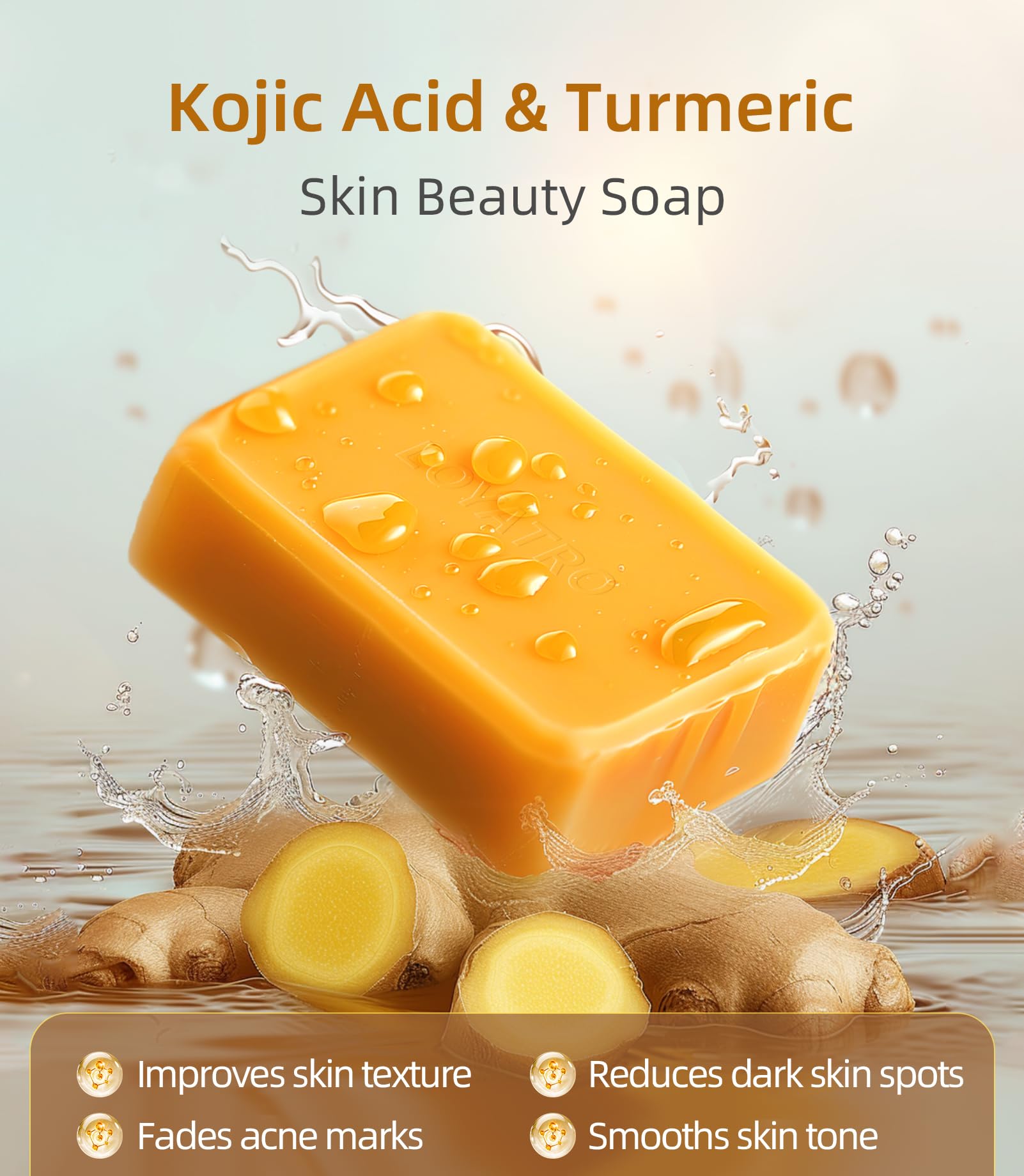 LOYATRO skin brightening soap bar with turmeric and glutathione ingredients