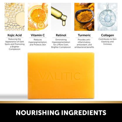 VALITIC original formula skin brightening bars being unwrapped to reveal the nourishing shea butter and castile olive oil base.