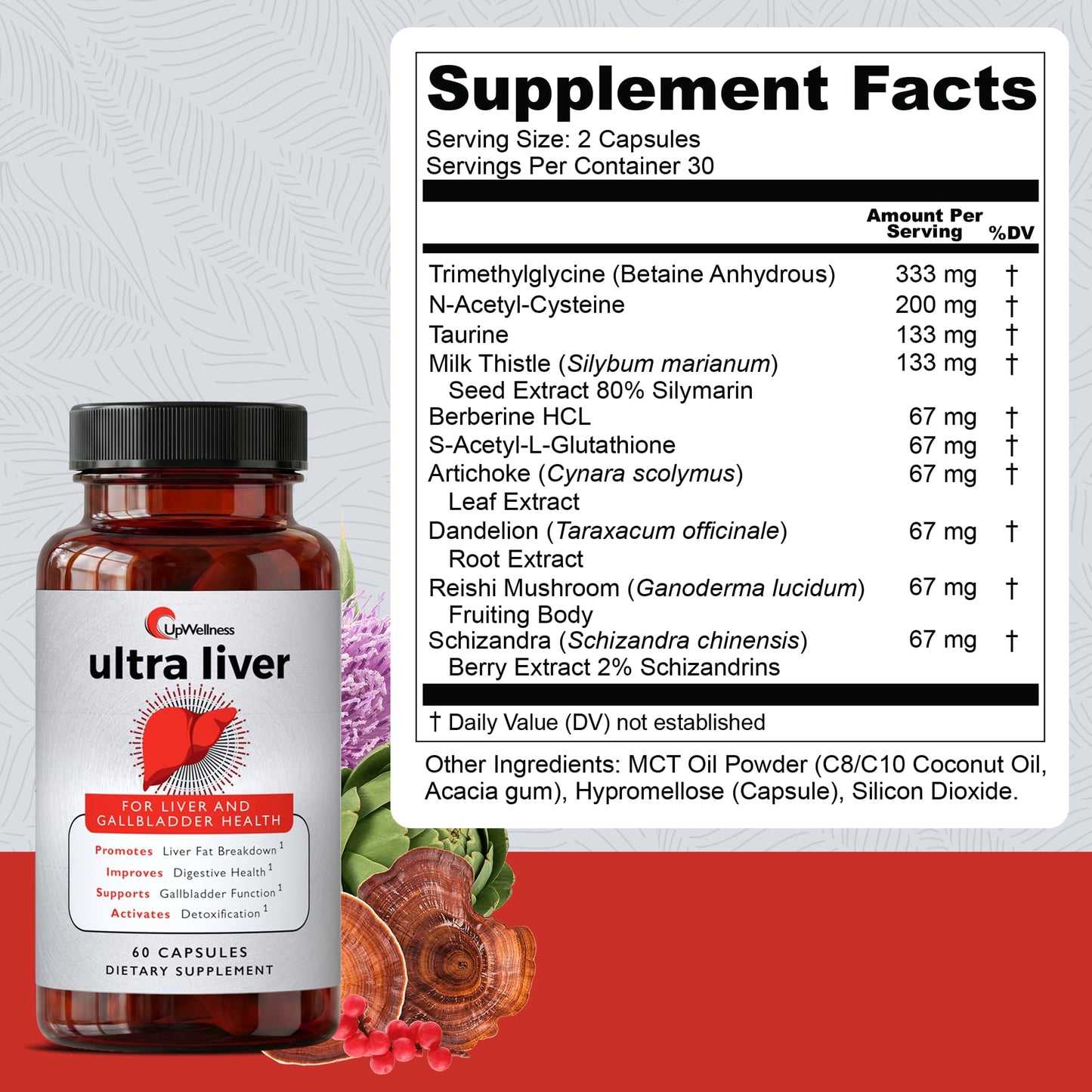 UpWellness Ultra Liver Support doctor formulated dietary supplement container angle view