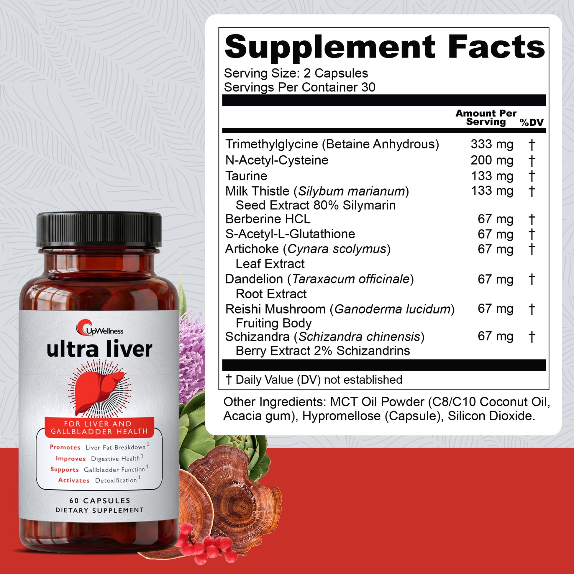 UpWellness Ultra Liver Support doctor formulated dietary supplement container angle view