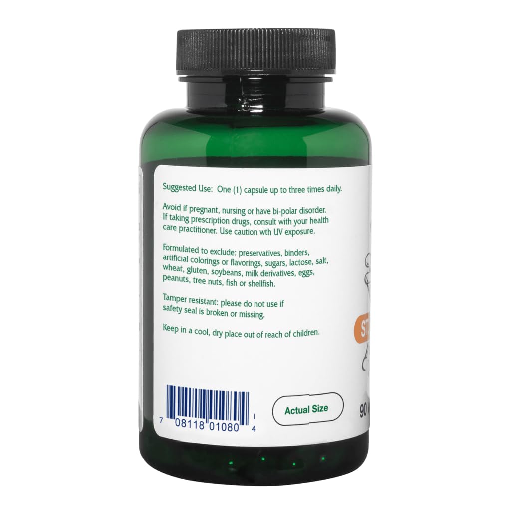 Side view of Vitanica emotional support supplement vegan capsules label