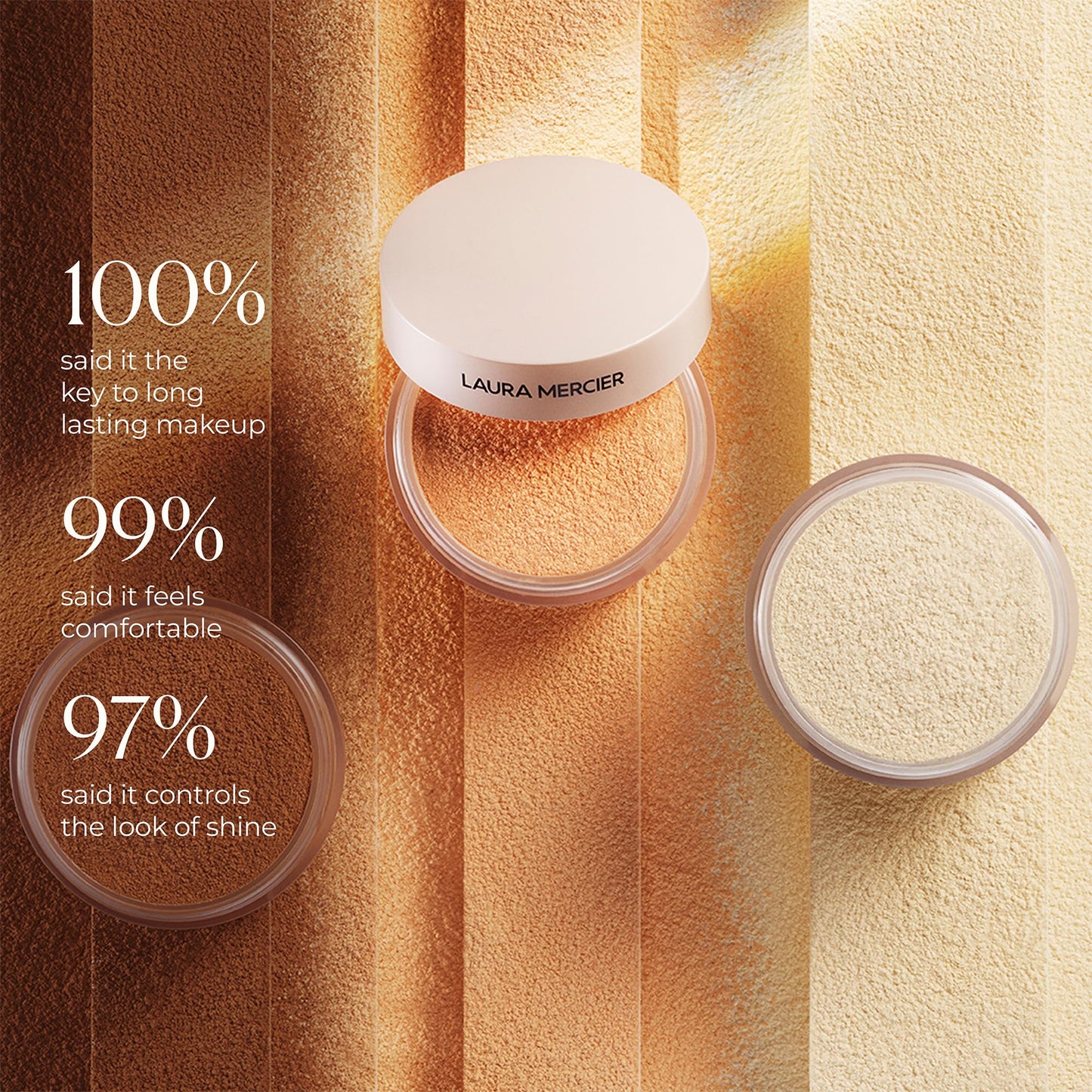 Laura Mercier setting powder box and jar side by side