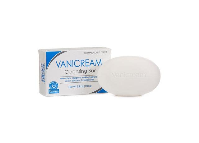 Vanicream unscented soap bar close up texture shot