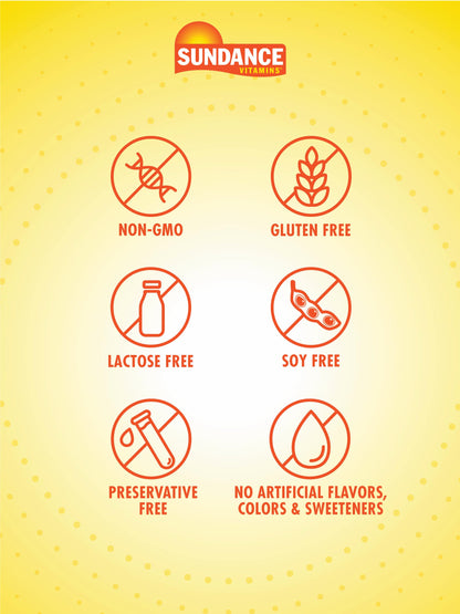 Sundance quick release herbal supplement capsules showing gluten free and non GMO labels