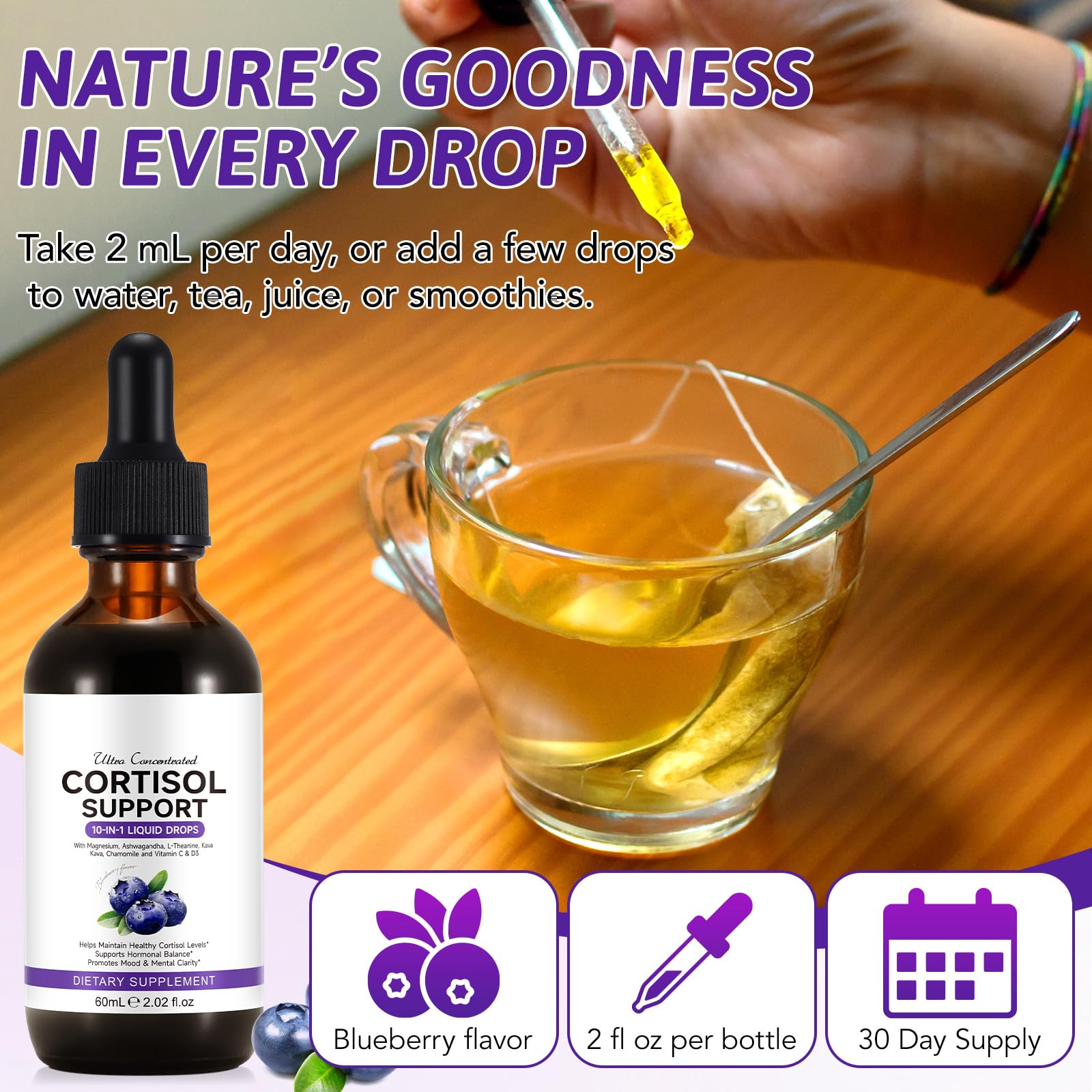 WELOSUER l-theanine and magnesium liquid blend side panel information